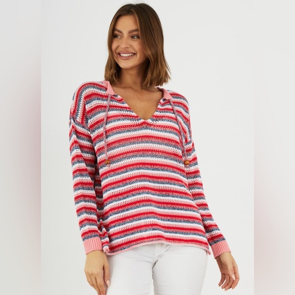 ZAKET & PLOVER The Neck Top Knit Sweater Stripe Size Medium - Picture 1 of 7